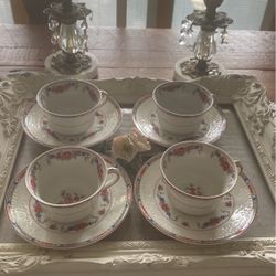 Alfred Meakin England Vintage Floral Tea Cups & Saucers   