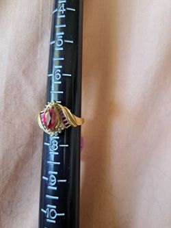 MARQUISE CUT GENUINE RUBY GOLD RING 10k