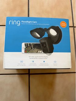 Ring Floodlight Cam Black Hardwired Outdoor LED Motion Two-Way Talk App