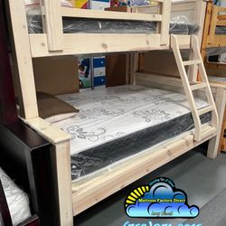 White Wash Bunk Bed Twin Over Full Doble Cama 