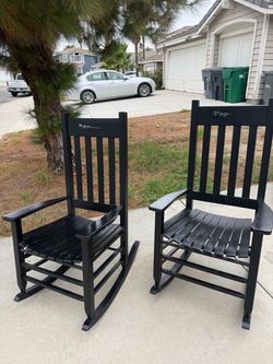 2 Large Wooden Rocking Chairs