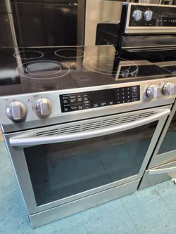 Samsung electric stove stainless steel glass top slide in