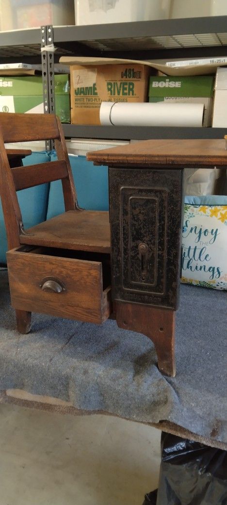 Antique Oak Child School Desk