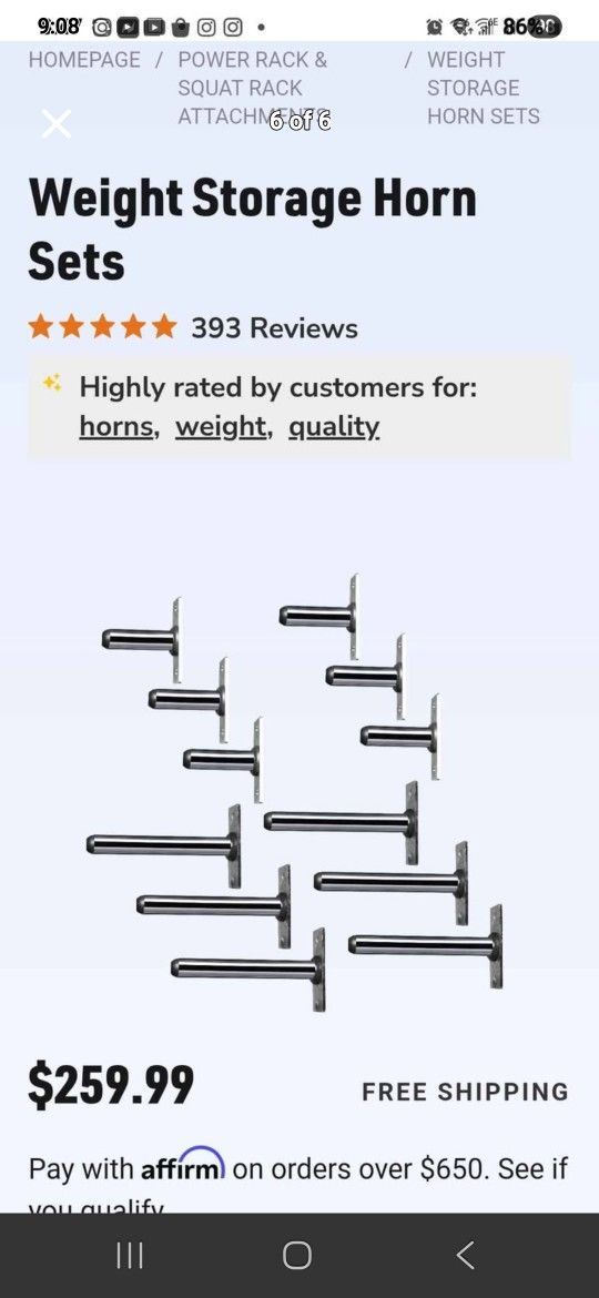 Rep Fitness WeightRep Fitness Weight Storage Horns 6inches and 12 inches
