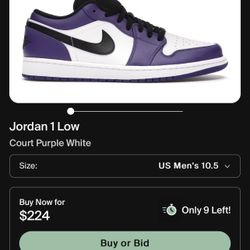 JORDAN 1 LOW COURT PURPLE/WHITE 