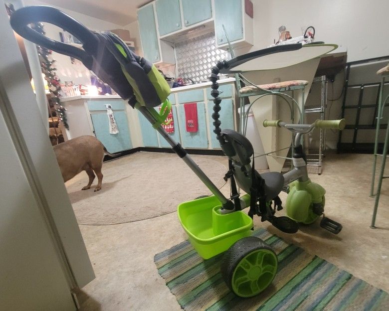 Little Trikes Tricycle With Storage Holder & Parent Control Steering & Roof