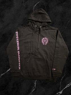 Chrome Hearts Black Hoodie with Pink Graphics