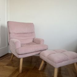 Pink Armchair With Leg rest 