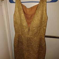 Vintage Sandra Sage Gold Dress & Jacket Set – Metallic Formal (2-Piece)