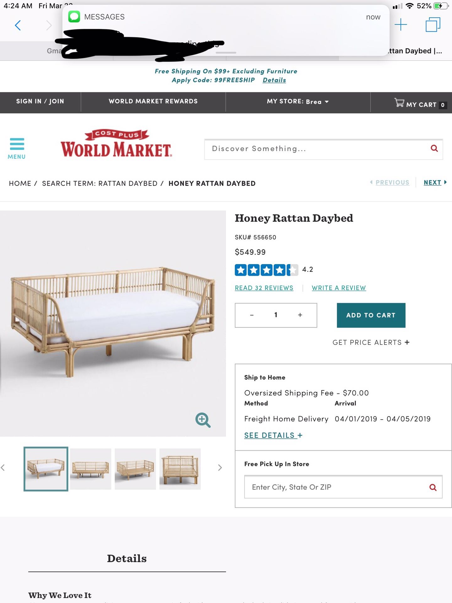 World Market Honey Rattan Daybed