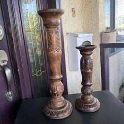 Wooden Candle Holder  2 Pcs  Made In India  18” and 12”  