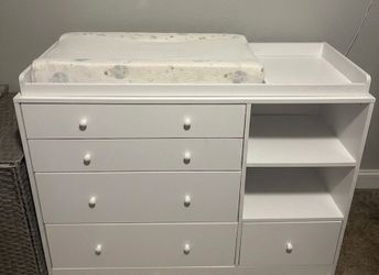 White Baby Dresser with Changing Table Top