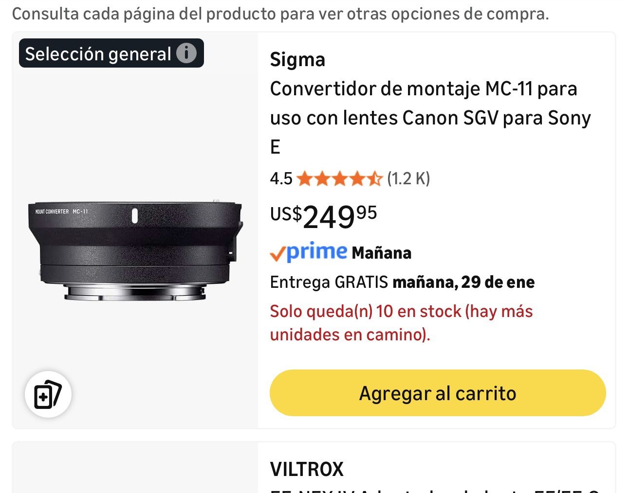 Sigma CM-11 cannon EF to sony