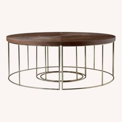 Ripples Coffee Table - Walnut & Gold Finish