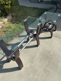 TWO GLASS TABLE SET