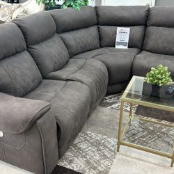 Starbot power recliner sectional grey 😎Only $54 Down Payment 💥