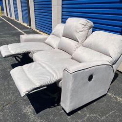 LAZYBOY HANDLE FABRIC RECLINER SOFA.