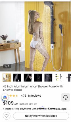 43 Inch Aluminium Alloy Shower Panel with Shower Head