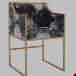 Tov Furniture Atara Mid Century Modern Velvet Upholstered Living Room Accent Chair, 22", Floral