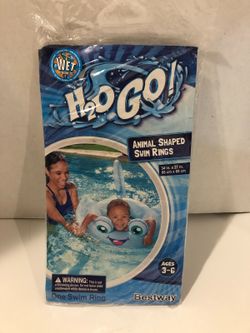 H2O Go! Animal Shape Swim Ring Floatie Inflatable, Stingray Blue, New Sealed