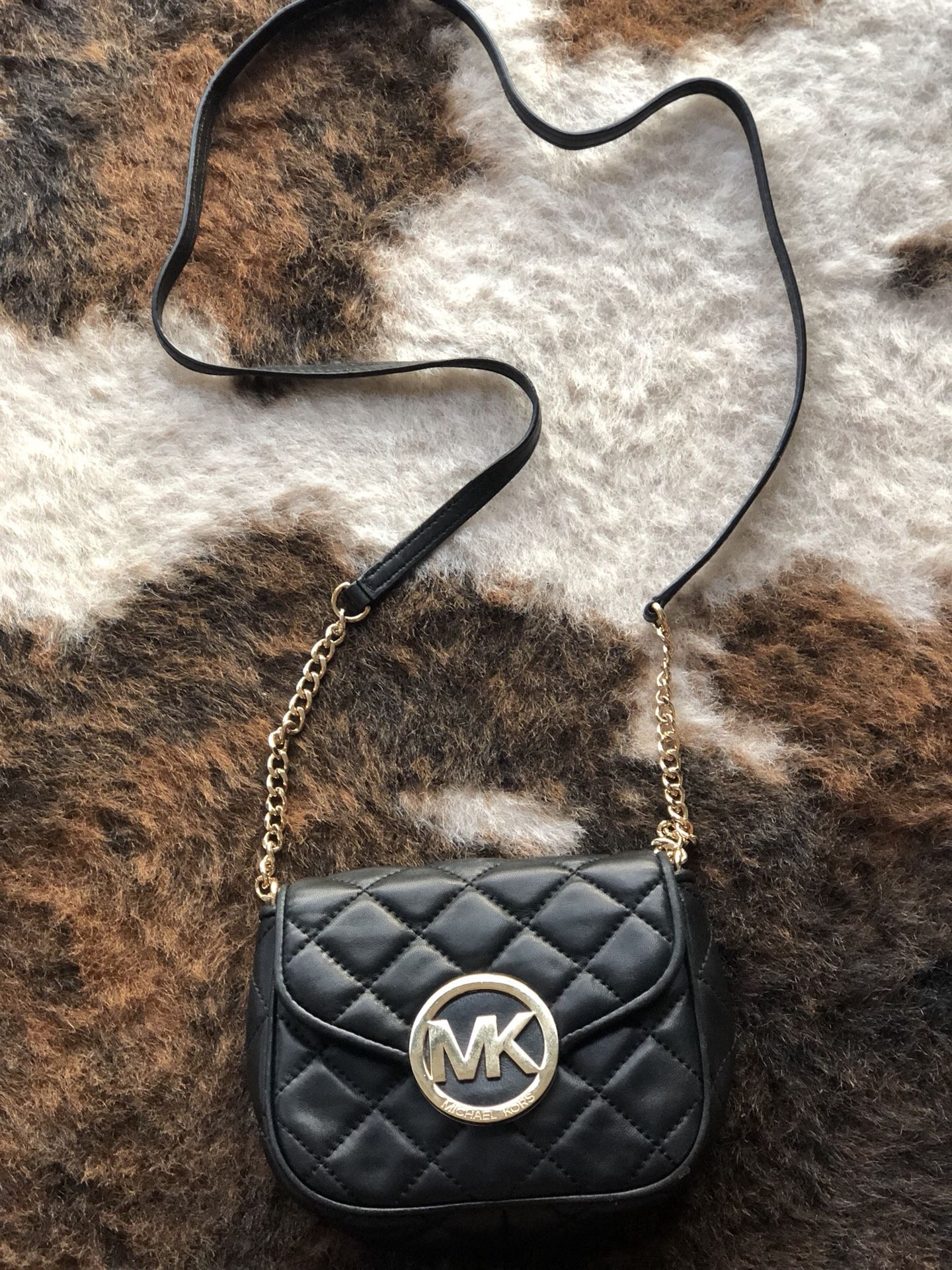 Michael Kors Fulton Quilted Black Leather Small Crossbody Purse