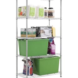 20” Deep x 48" Wide x 72" High 5 Tier Chrome Wire Shelving Unit | NSF Commercial Storage Rack Kit