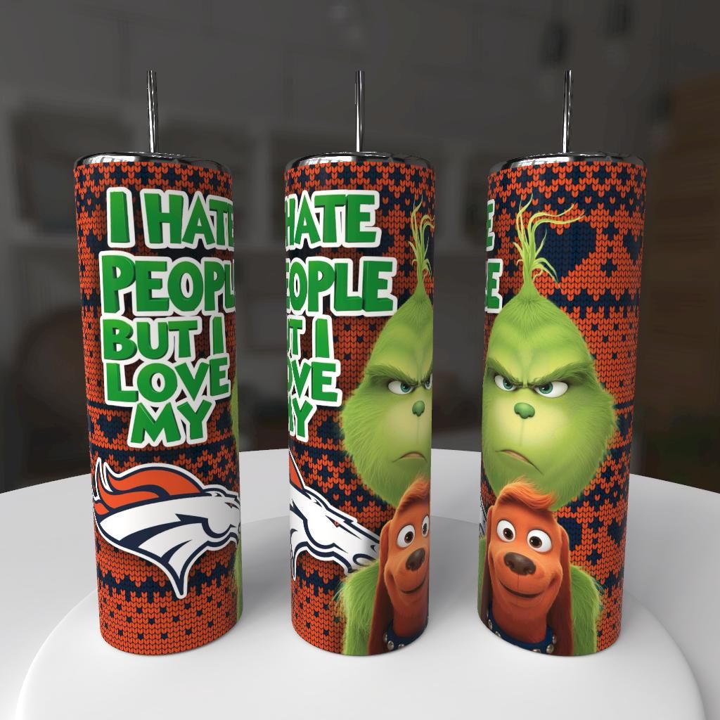 Denver Broncos Football Grinch Holiday Tumbler