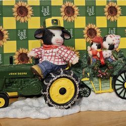 Enesco John Deere Mary's Moo Moos On Tractor Figurine