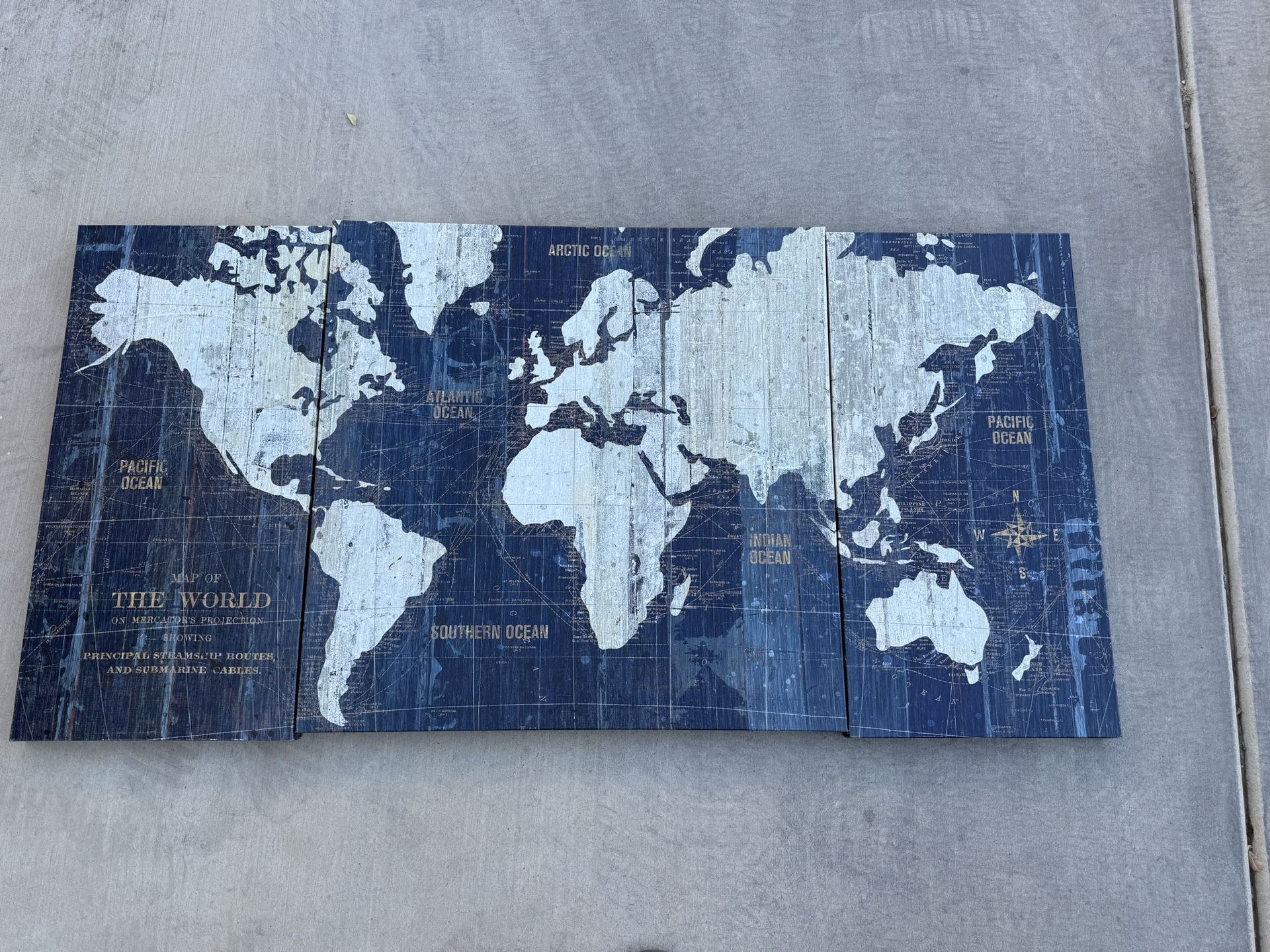(3) Piece Art $5 - World Map - Great For Kids Room 