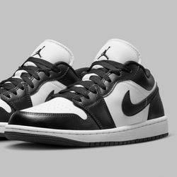 Nike Air Jordan 1 Low Panda sneakers, featuring a classic black and white leather