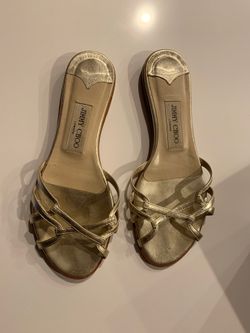 Jimmy Choo gold flat sandals