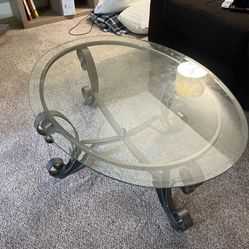 Glass Top Iron Table 