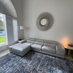 Light Gray Leather Sectional.