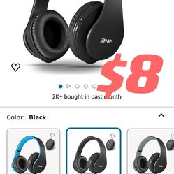 ZIHNIC Bluetooth Headphones Over-Ear, Foldable Wireless and Wired Stereo Headset Micro SD/TF, FM for Cell Phone,PC,Soft Earmuffs &Light Weight for Pro