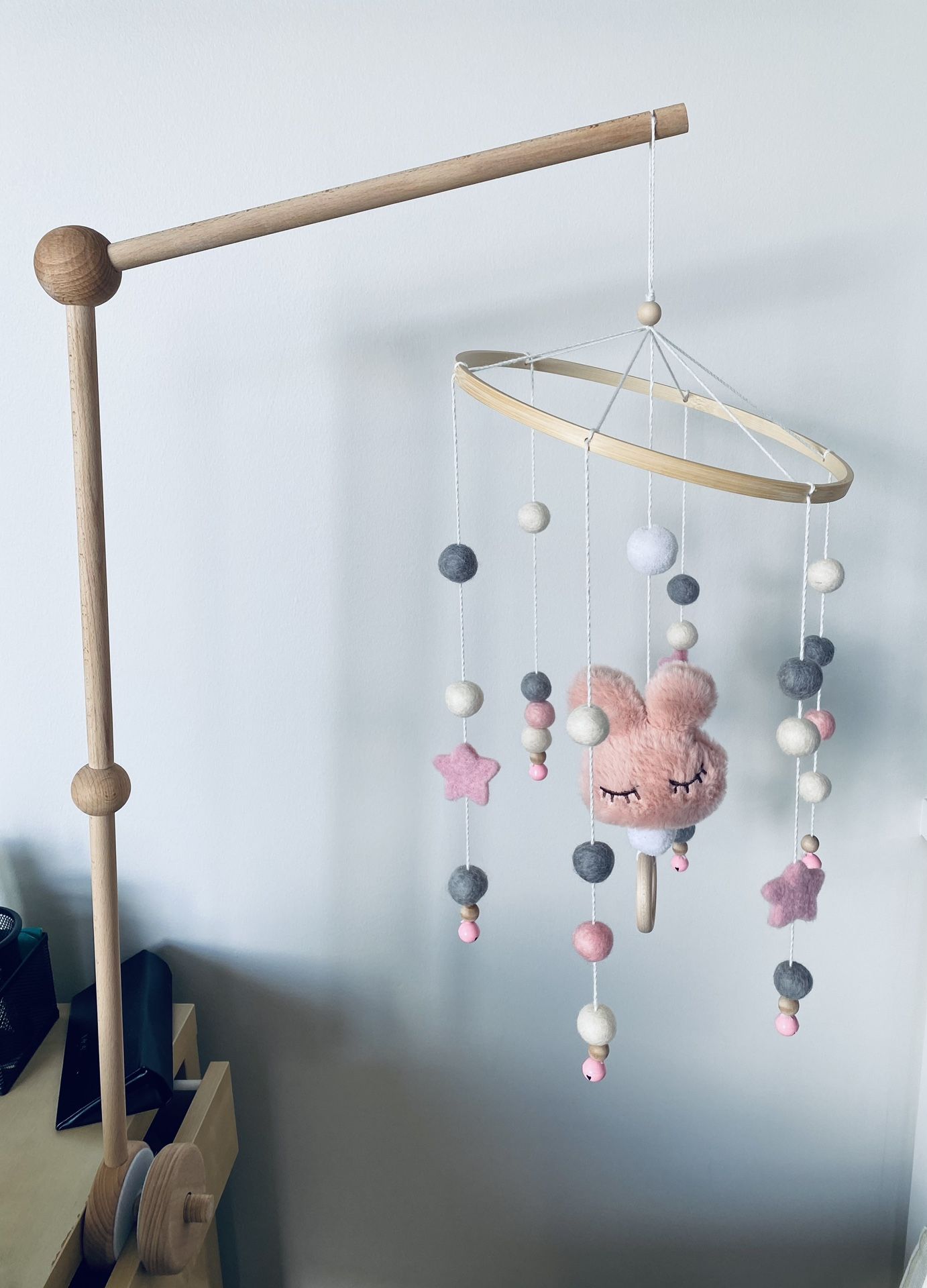 Nursery mobile For Crib with Felt balls And Toys
