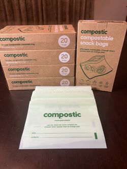 Compostable Sandwich/Snack Bags 105 pcs NEW