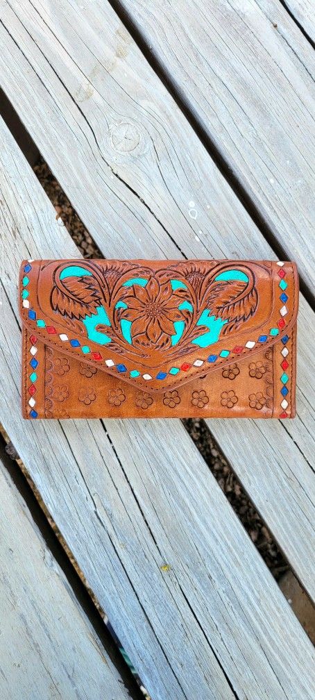 Tooled leather wallet