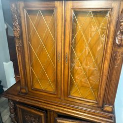 19th Century Antique Carved Oak Renaissance  Hunt Bookcase Cabinet