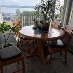 Table & 8 Solid Teak Chairs 