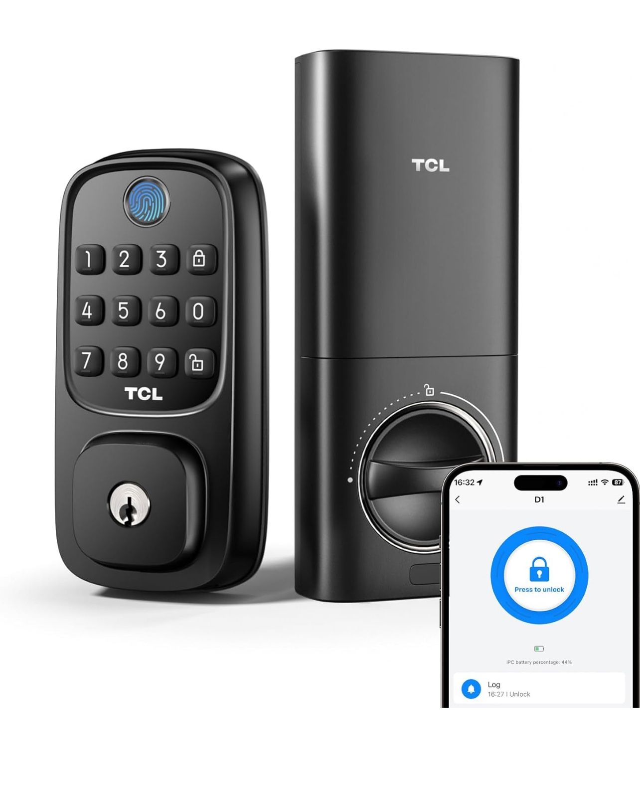 Brandnew Smart Lock D1, Fingerprint Keyless Entry Front Door Lock with Keypad Deadbolt, Built-in WiFi, Works with Alexa, Easy Installation, App Contro