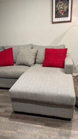 Sectional Fabric Sofa with Throw Pillows