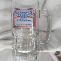 Budweiser Bud King of Beers 36 oz. Huge Beer Mug Tankard Glass 8" Tall This Buds