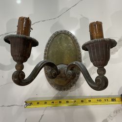Set  Of Two Antique Bronze Wall Lamps 