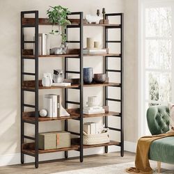 Brown Metal 5 -Shelf Ladder Bookcase ( 47.24-Inches W x 70.87-Inches H x 11.81-Inches D )
