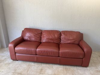 Genuine Leather Sleeper Sofa with Pull-Out Bed