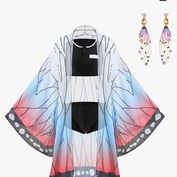 Shinobu Cosplay Costume Kocho Kimono Cardigan Cloak Cover Up 