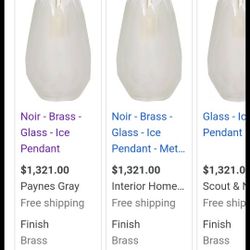 2 Noir Ice Glass Pendants