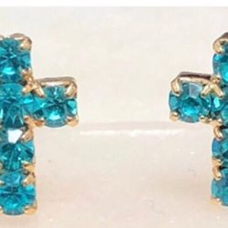 Blue zircons Earrings With Warranty 18k Gold Plating 