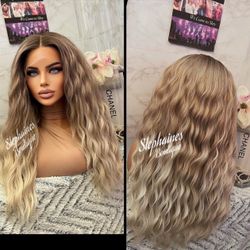 Human Hair Blended Lace Front Wig 