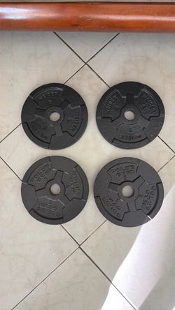 New - (2) Gold’s gym 5 lbs weights & (2) Weider 5 lbs weights